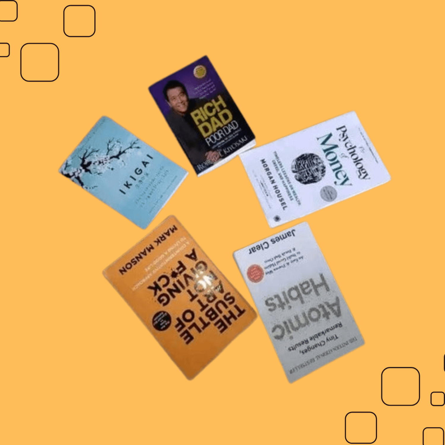 5 Books Set Atomic + Psychology + Rich dad + Ikigai + Subtal art (English Paper)